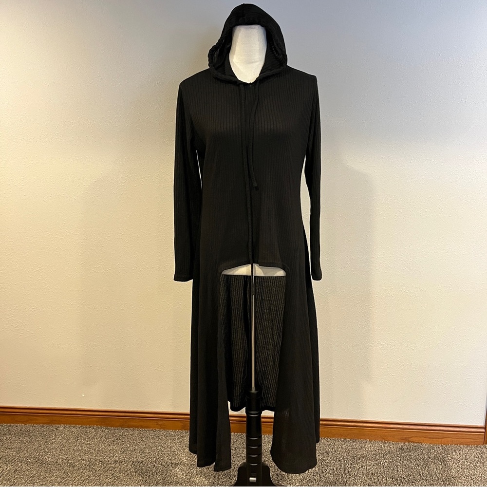 Black Hooded Long‎ Cardigan size extra large